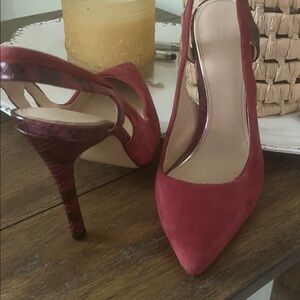 Zara Chic Red Suede Heels